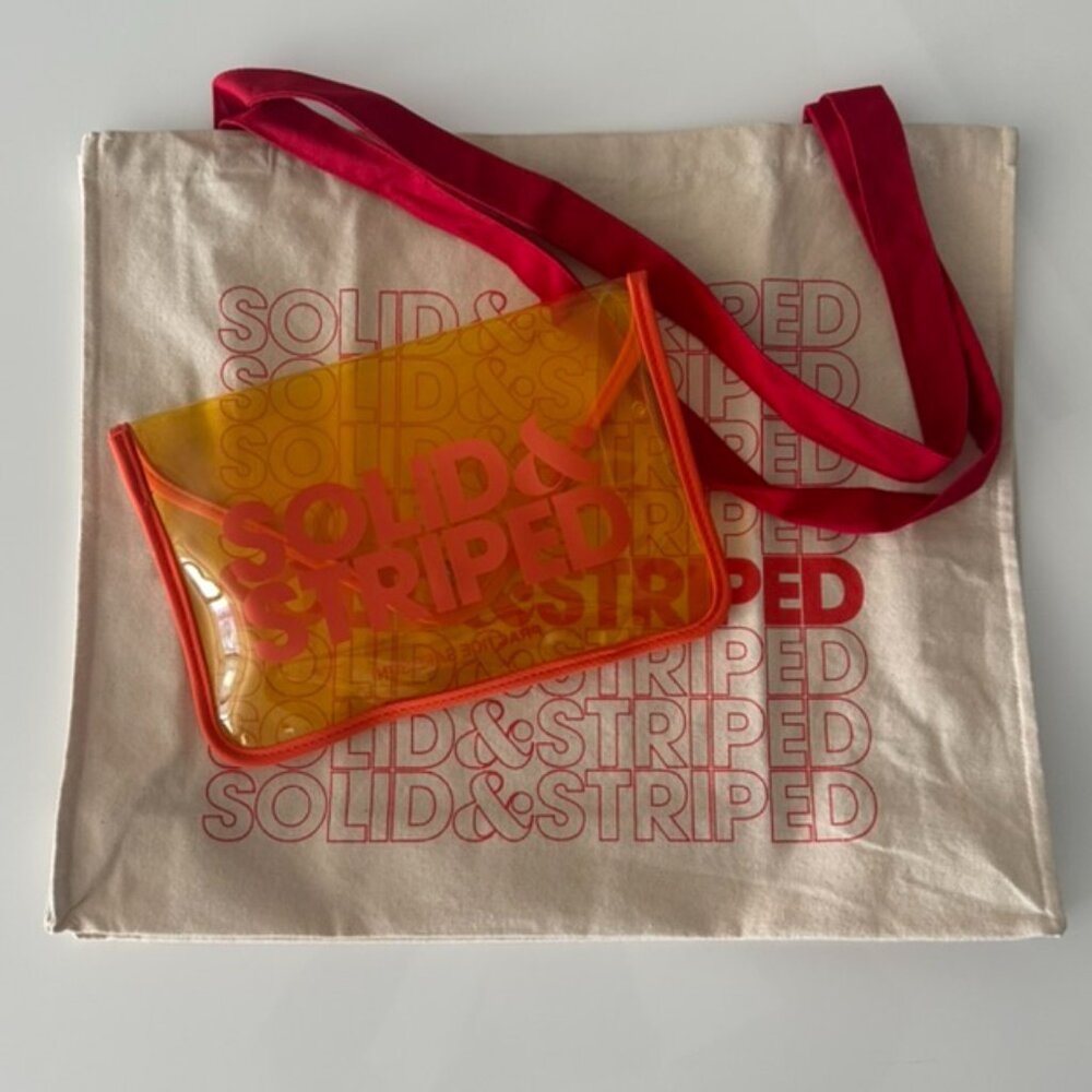 NEW Solid&Striped Canvas Bag and Plastic Cosmetic Pouch